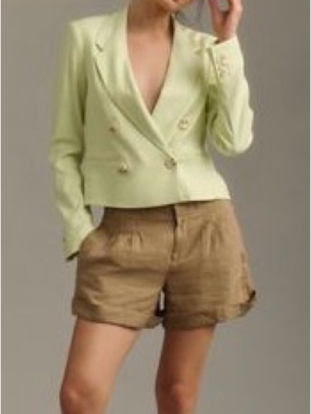 Anthropologie Maeve Linen Slim Green Blazer